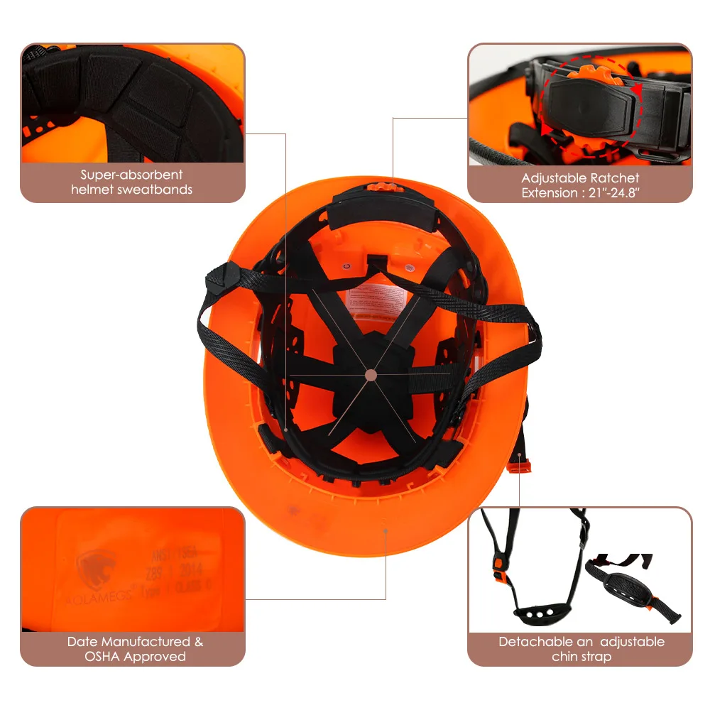 Full Brim Safety Helmet Lightweight Sunshade Breathable Work Protective Rescue Cap CE ANSI Construction Hard Hat Head Protection