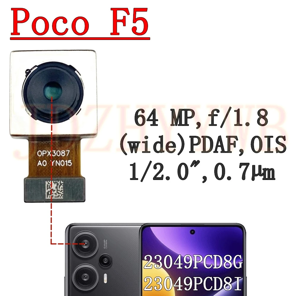 

Передняя задняя камера для Xiaomi Poco F5 PocoF5, фронтальная камера для селфи, широкий основной модуль задней камеры, гибкие кабели