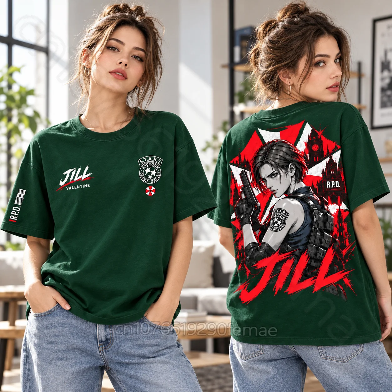 Resident Evil Jill S.T.A.R.S. Graphic T-Shirt Women Men Oversized Gaming Raccoon City RPD Print Streetwear Cosplay Costume Top