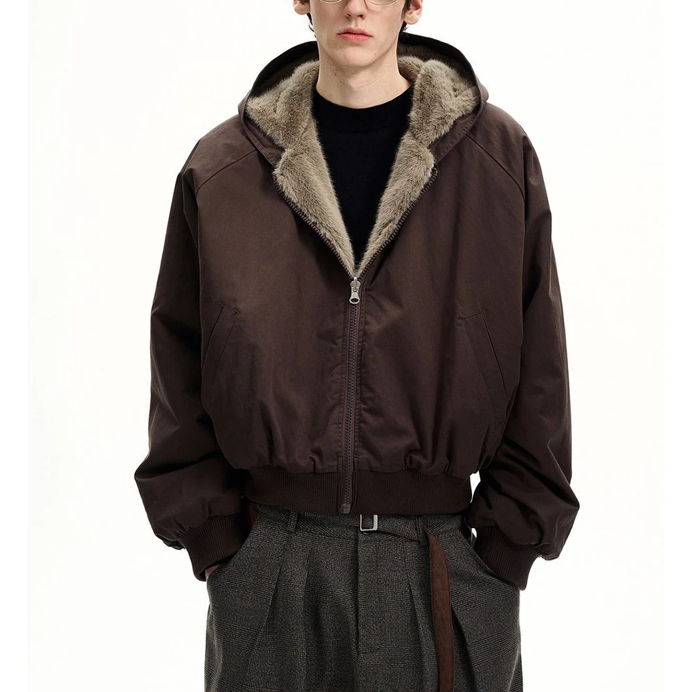 

2025 Winter New Men's Fleece Hooded Long-Sleeved Jacket American Retro Fashion Trendy High Street Loose Casual Niche Men's Top