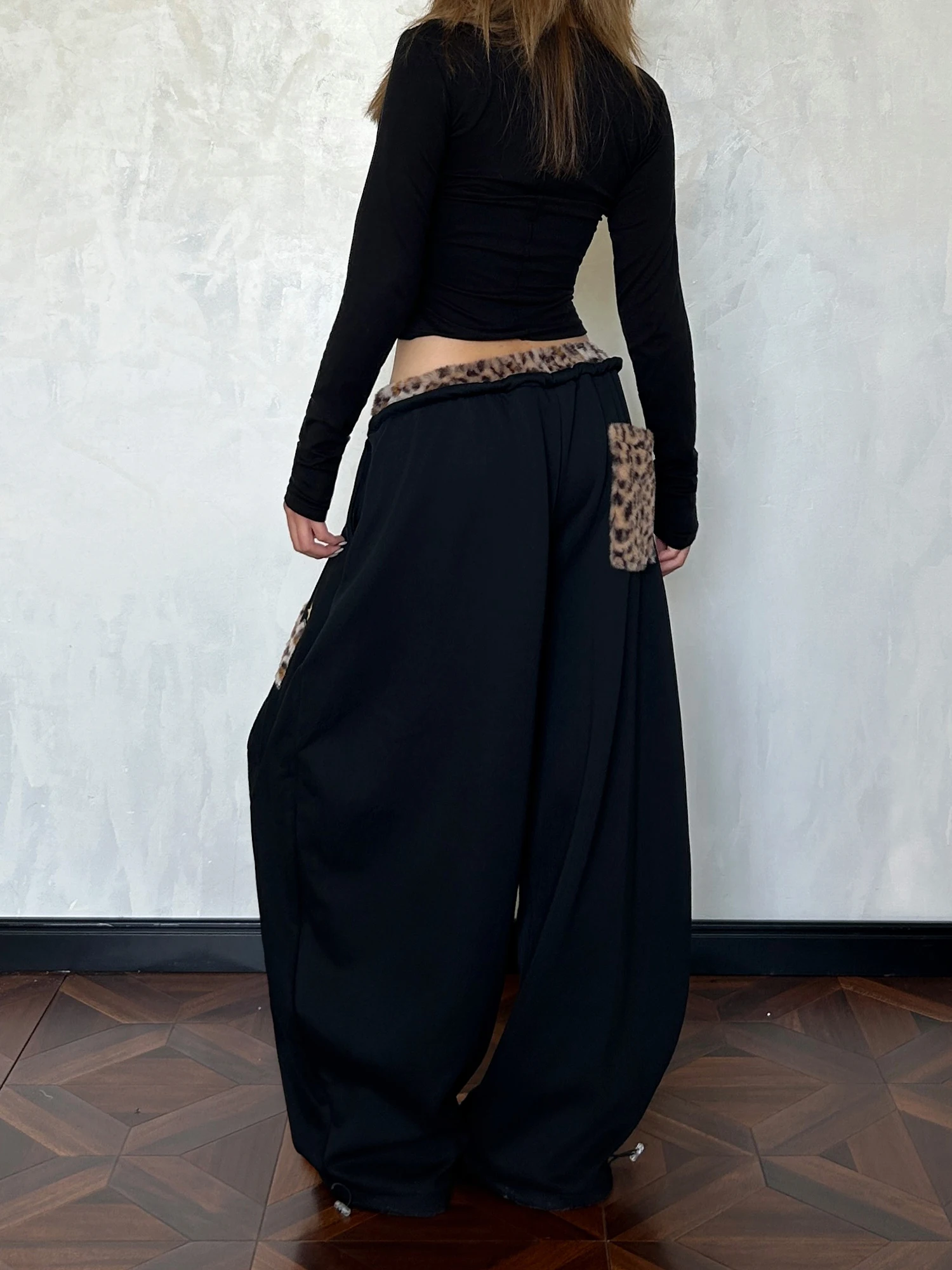 Pantalones informales de pierna ancha holgados con retales bordados a cuadros americanos Retro, pantalones informales de algodón suave para estudio callejero, cintura en L con cremallera