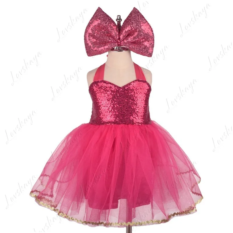 Robe Barbie à paillettes pour petite fille, tenue de spectacle de danse, jupe bouffante, pour jeu de rôle