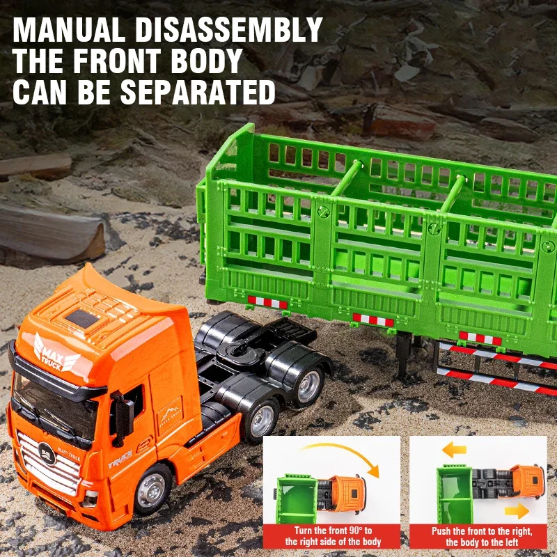 Huina 1:50 Alloy Dump Truck Diecast Pull Back Engineering Vehicle Timber Transporter Car Model Collection Toy Kid Xmas Gifts