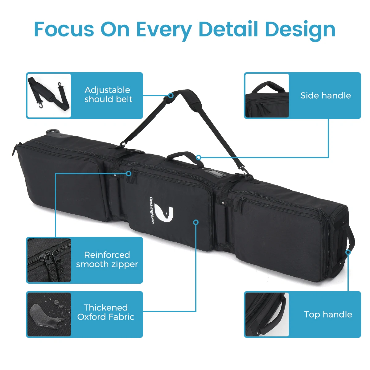 600D Fully Padded Snowboard Bag Waterproof Wheel Travel Bag Ski Snowboard Air Travel Bag Winter Skiing Equipment
