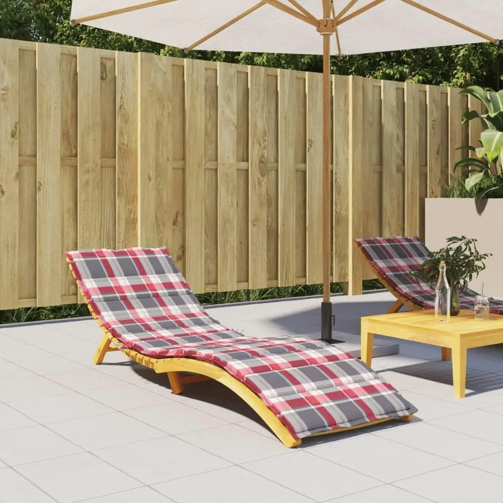 Red Check Sun Lounger Cushion 78.7x23.6x1.2 Outdoor Oxford Fabric Pillow