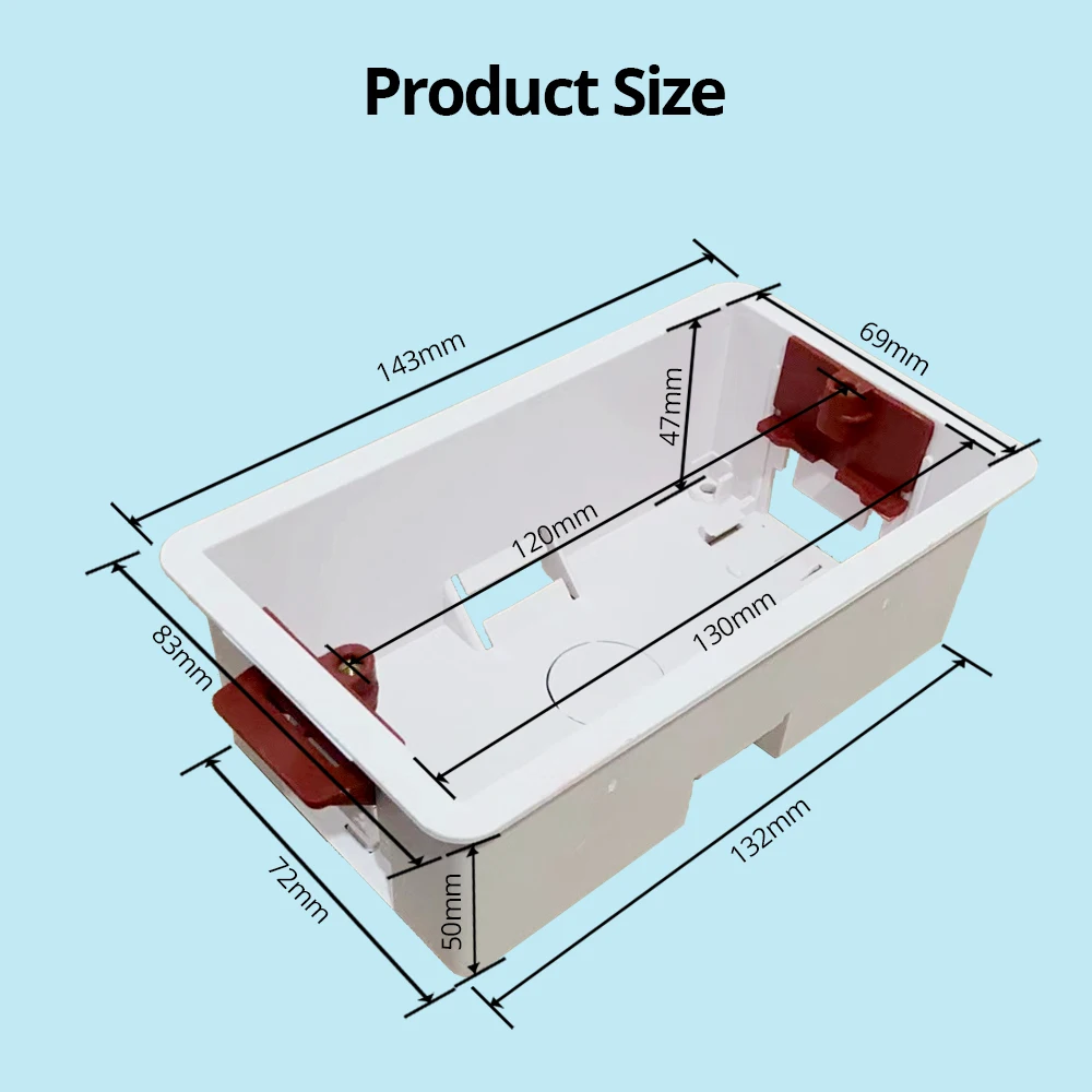 146 scatola di rivestimento a secco per cartongesso cartongesso cartongesso 47mm profondità interruttore a parete scatola presa a muro cassetta per 146*86mm