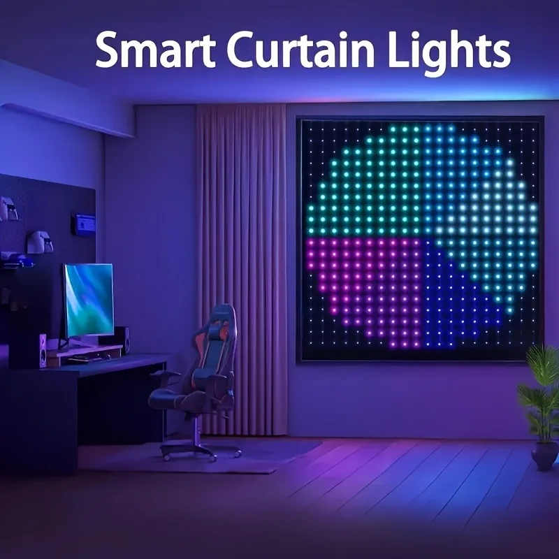 Smart LED Curtain Light Bluetooth App LED String RGB Fairy Lights DIY Pattern Music Ambient Lighting For Home Holiday Party