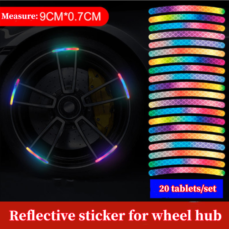  Anti-Collision Reflective Warning Stickers For Car Motorcycle, Bicycle Wheels, Seven-Color Laser Car Decoration Accessories 