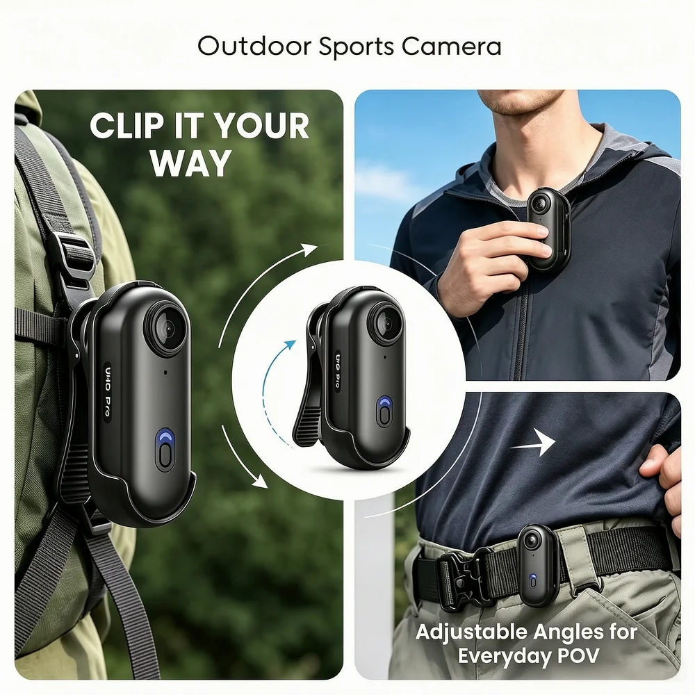 4K HD Mini Vlog Camera with WiFi Wireless Portable Action Body Cam for Sports Travel Photography Pocket Sized Video Recorder