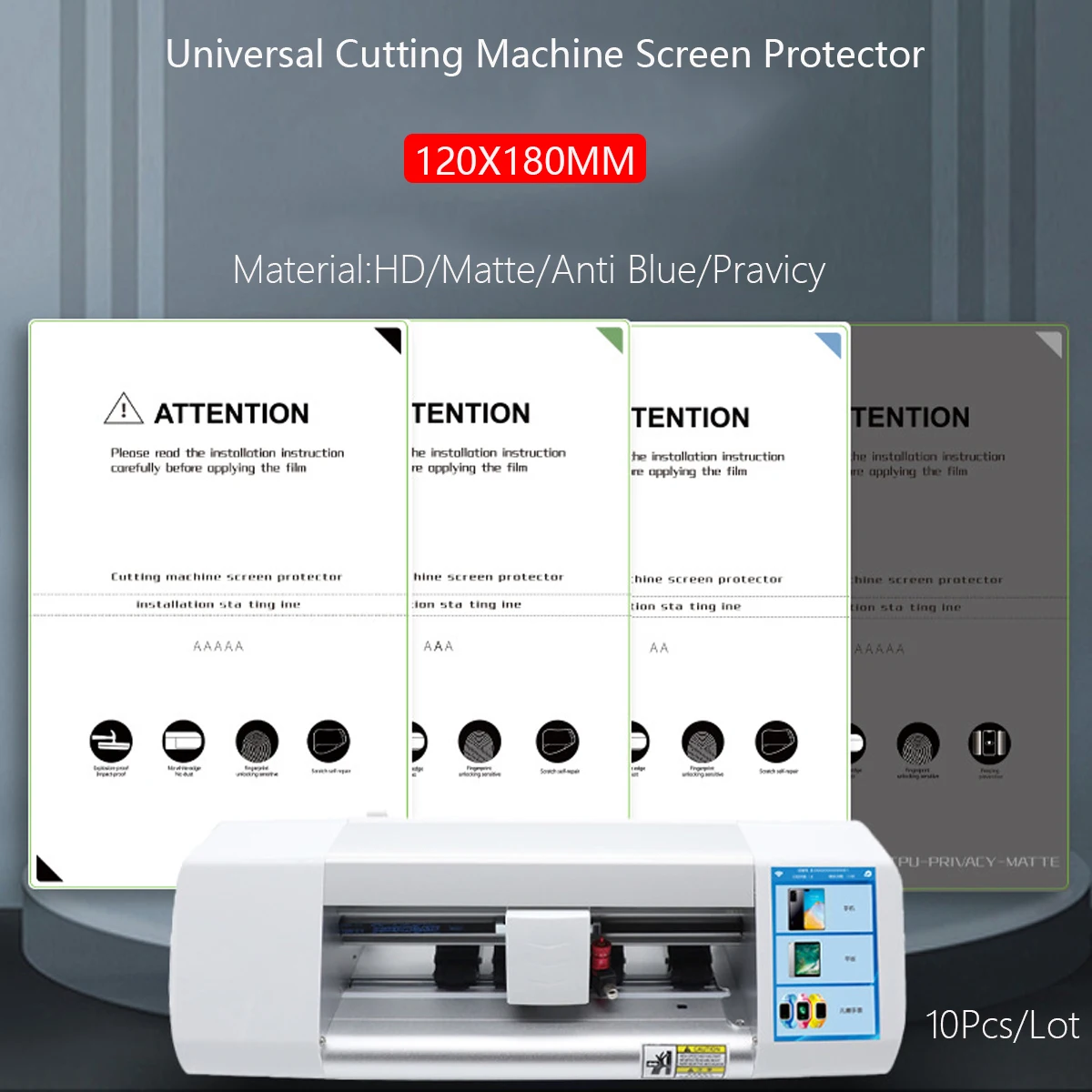 MAIJIEKE 10Pcs 8 Inch 120X180mm TPU Flexible Hydrogel Film Cutting Machine HD EPU Privacy Anti Blue Screen Protective Film