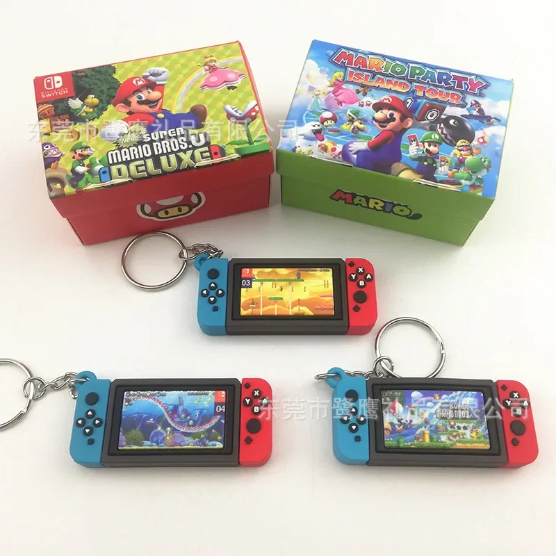 Super Mario Bros Gamepad Keychain Switch for Handle Action Mario Car Key Chain Keyring Hanging Ornament Toys Decoration