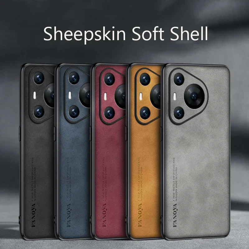 Luxury Sheepskin Leather Silicone Phone Back Case Cover For Huawei Pura 80 70 Pro+ P60Pro Bumper Coque For Huawei Pura 70 Ultra