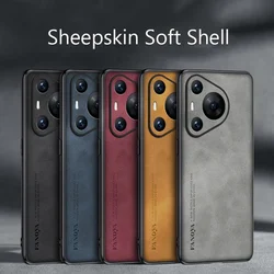 Luxury Sheepskin Leather Silicone Phone Back Case Cover For Huawei Pura 80 70 Pro+ P60Pro Bumper Coque For Huawei Pura 70 Ultra