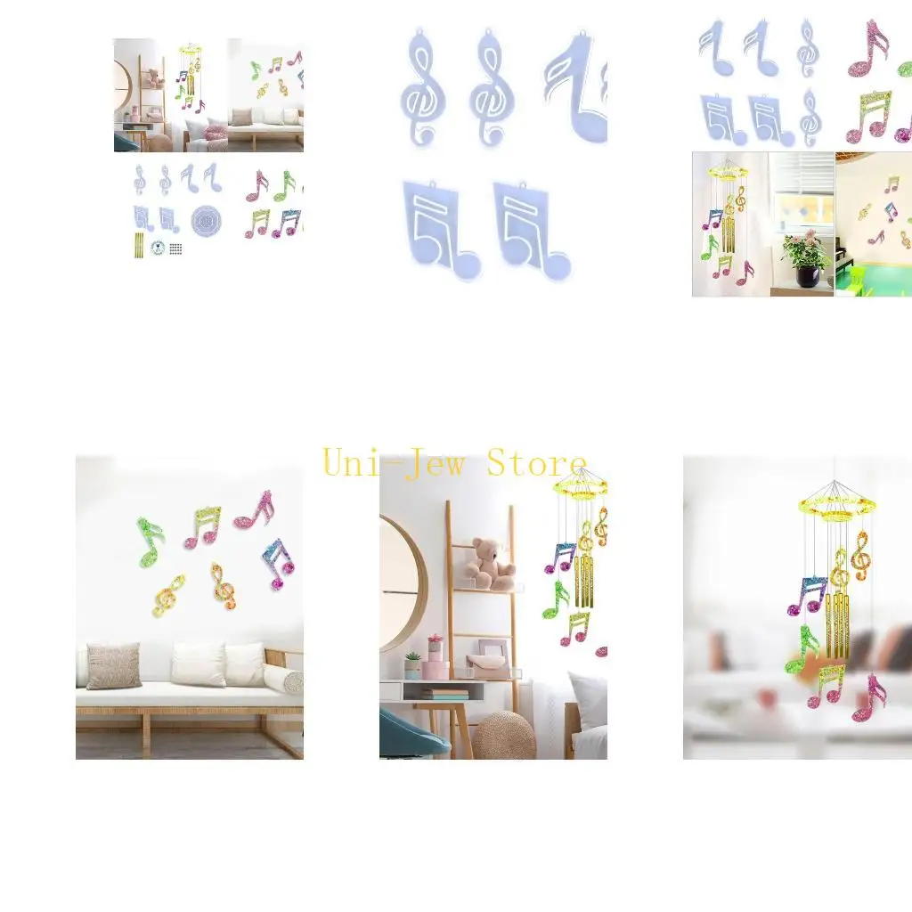 

40GB Musical Note Wind Chimes Mold Wind Pendants Silicone Molds Epoxy Resin Molds for DIY Handcraft Home Decoration
