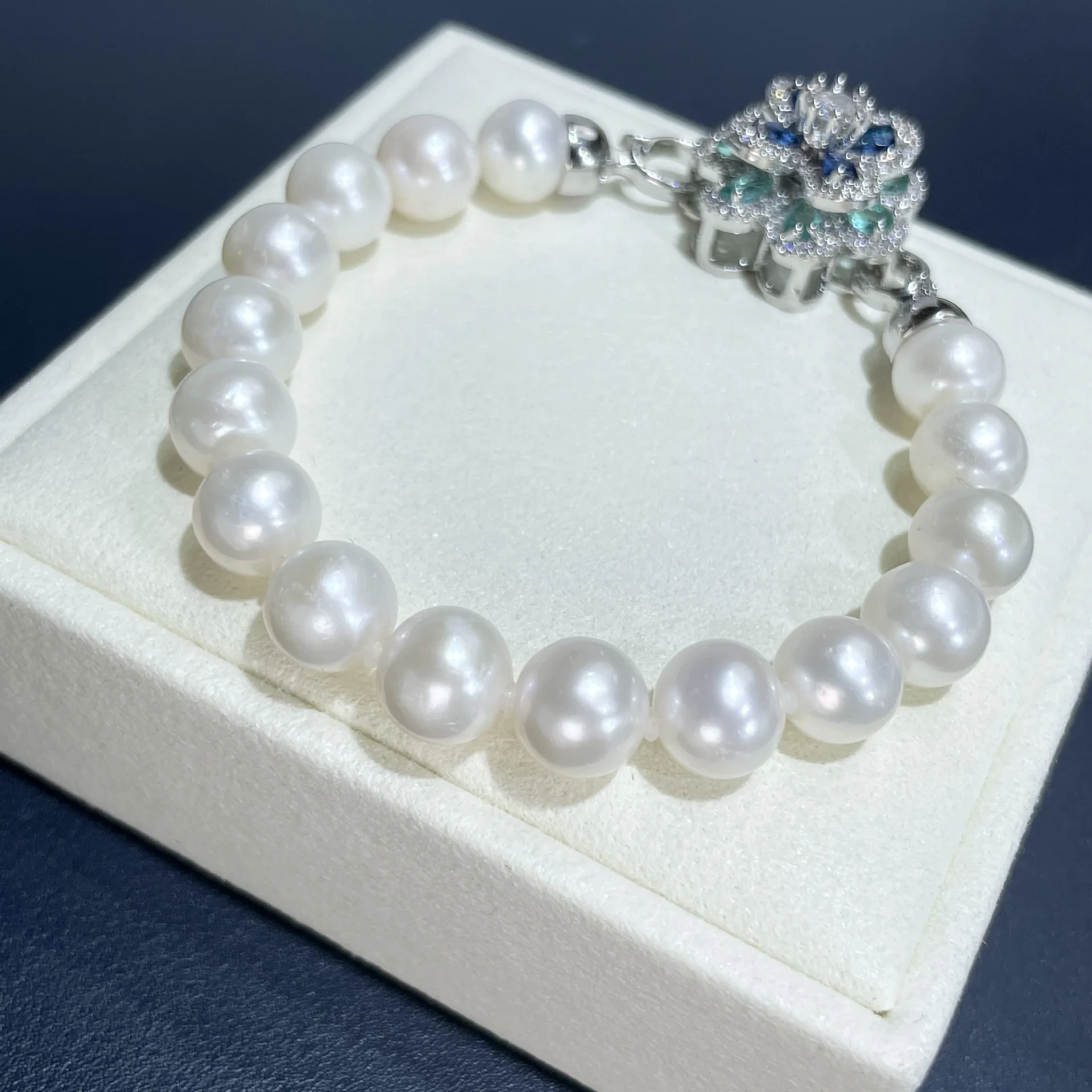 

Двухслойный браслет Lucky Flower AAAA9-10 мм, ожерелье из натурального японского круглого жемчуга 925s-7,5-8 дюймов