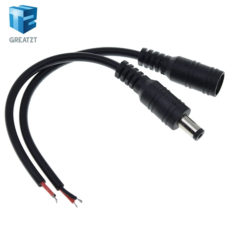 GREATZT 1Set 5.5x2.1 Plug DC male or Female Cable Wire Connector For 3528 5050 LED Strip Light For diy