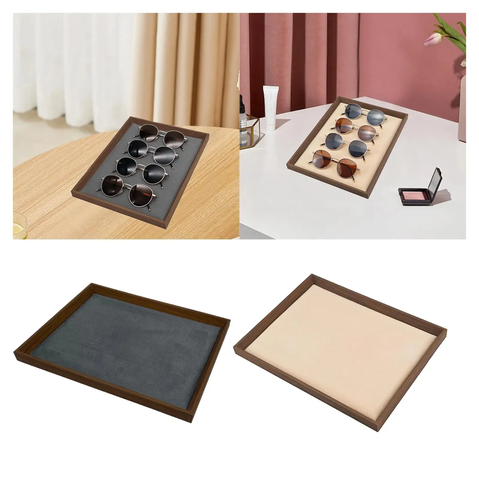 

Jewelry Display Tray Rings Earrings Necklaces Bracelet Holder Showcase for NightStand