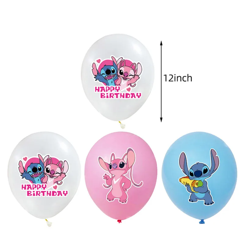 12pcs Disney Stitch Angel 12 Inch Latex Balloons Boys Girls Birthday Party Decorations Toys For Kids Baby Shower Party Supplies