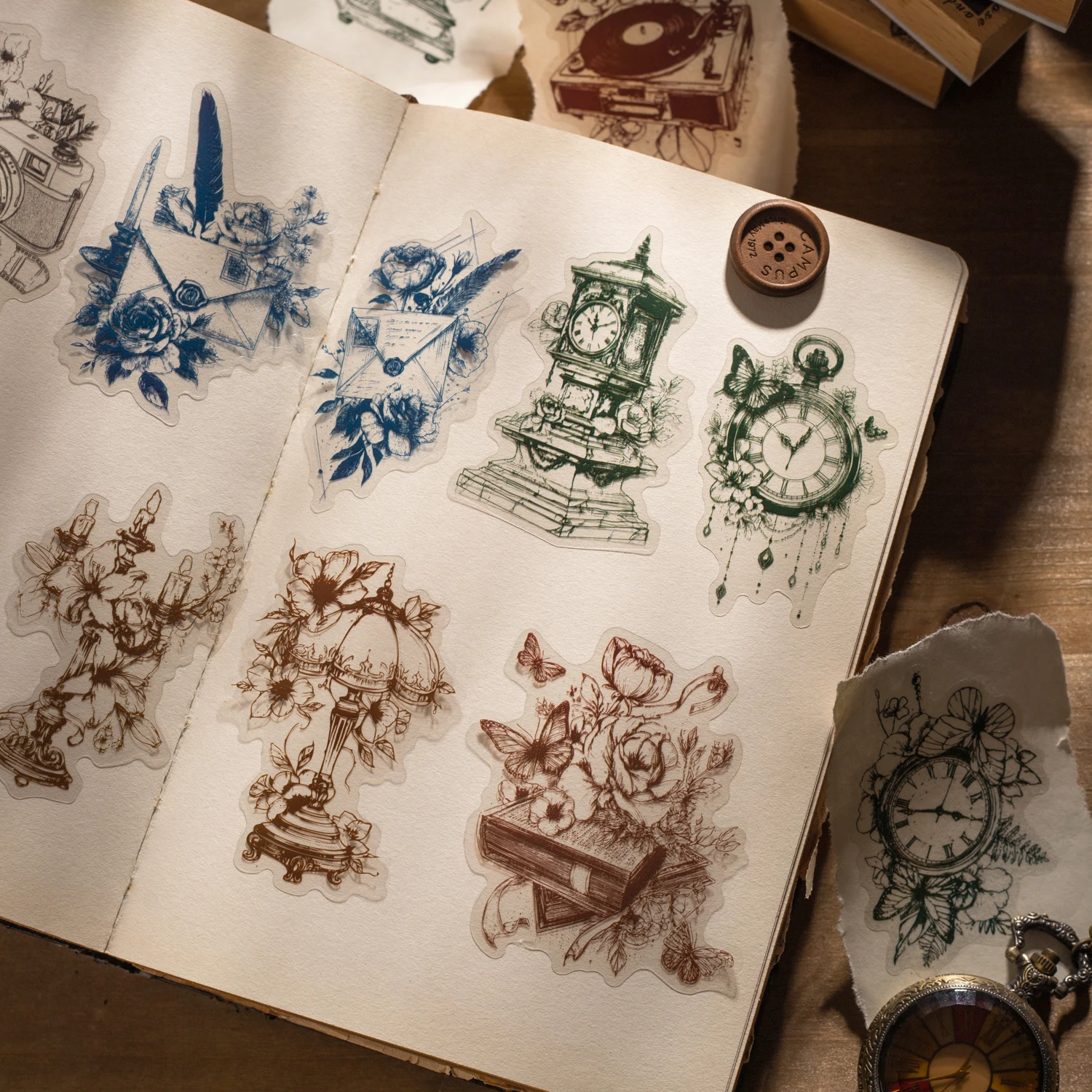 

Позолоченная коллекция серии, винтажная бабочка, цветок, пейзаж, наклейка для домашних животных, креативный материал для журнала «сделай сам», канцелярские принадлежности для коллажа