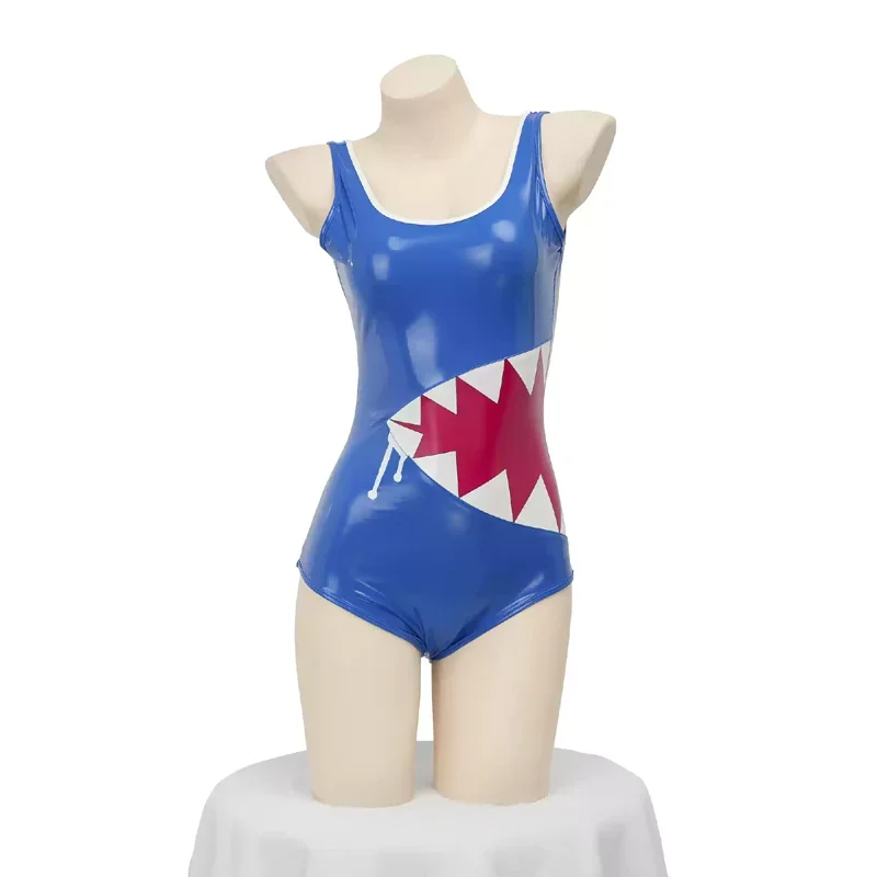 Vtuber Gawr Gura ملابس السباحة التأثيرية القرش Sukumizu ملابس السباحة طالب فتاة Lenther ضيق ارتداءها ملابس السباحة ثوب السباحة