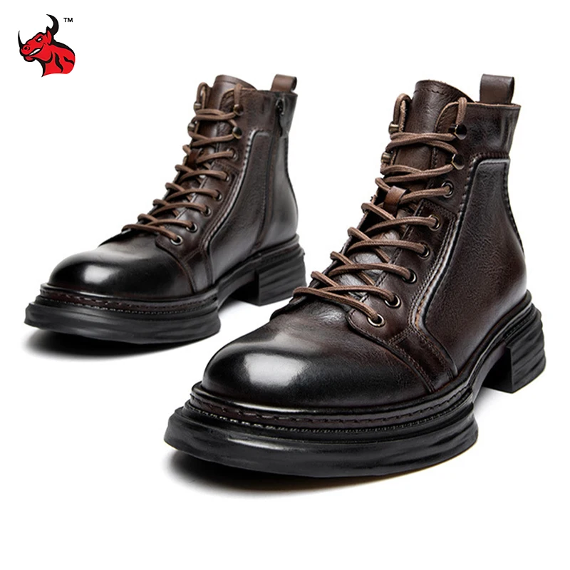 

Motorcycle Boots Genuine Leather Motocross Ankle Boots High Quality Motorbike Boots Botas Para Moto Cowhide Work Shoes Men Women