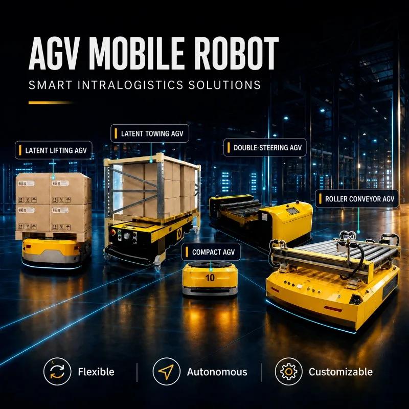 Efficient Smart AGV System Automated Guided Vehicle Robot Warehouse Material Handling Intralogistics Navigation Trolley