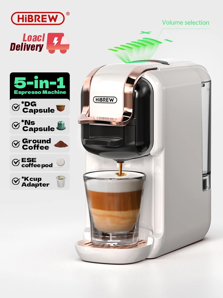 HiBREW 5 en 1 máquina de café de cápsulas múltiples caliente/frío DG capuchino Nes cápsula pequeña ESE cápsula café molido cafetería 20Bar H2B
