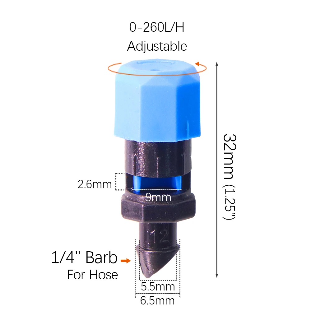 50PCS 0-260L/H Garden Watering Nozzle for Orchard Greenhouse Plants Spray Sprinkler Drip Irrigation Emitter Adjustable Dripper