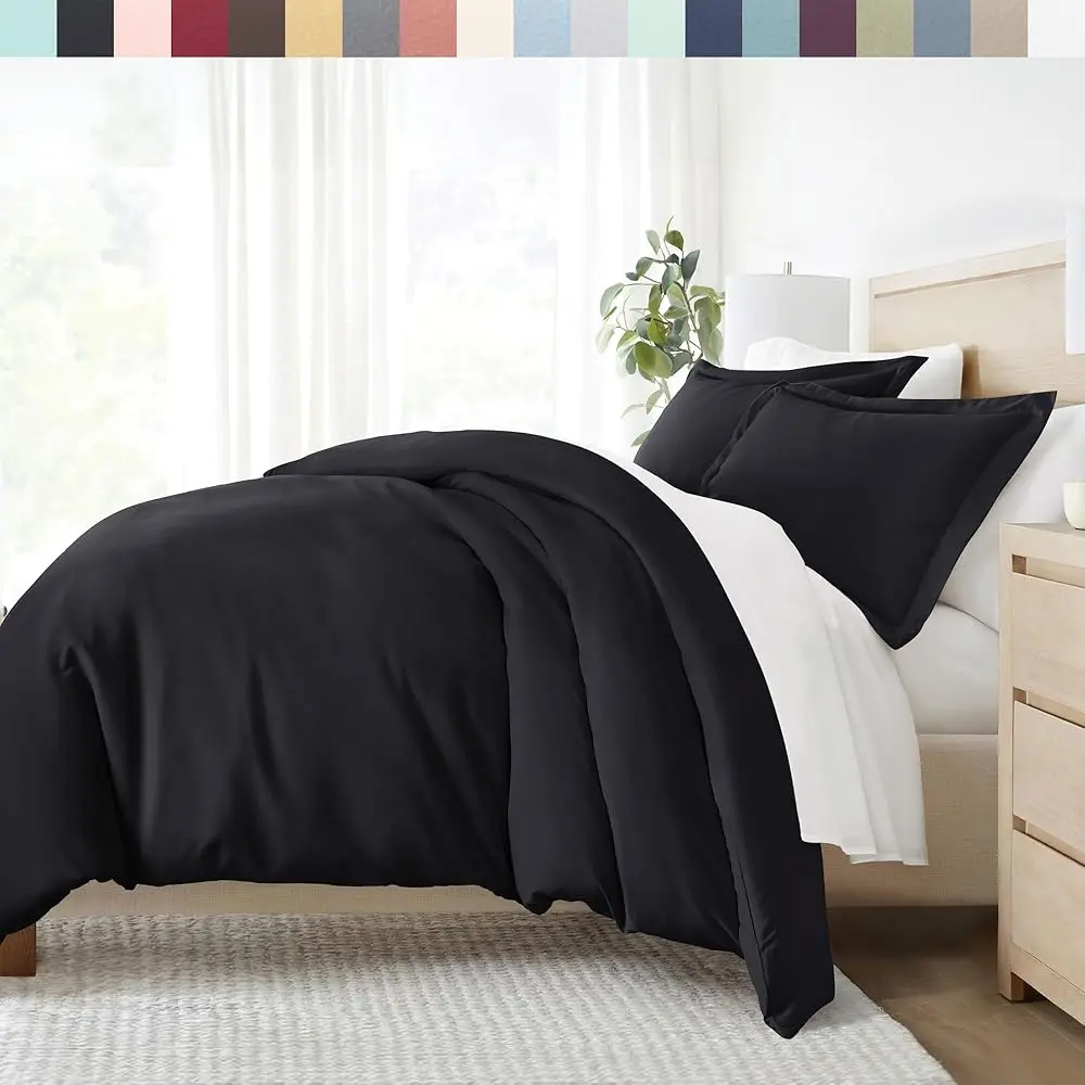 

Комплект пододеяльников ienjoy Home Beckham Luxury Soft Brushed 1800 Series из микрофибры - гипоаллергенный, TWIN, черный