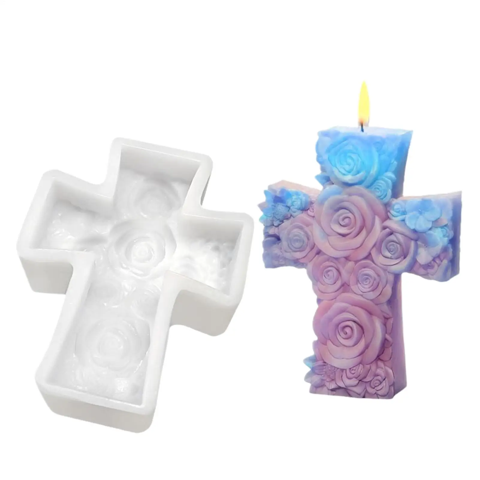 

Крестовые формы для смолы, 3D форма с розой и Иисусом, силиконовые формы для ароматерапии для изготовления свечей, эпоксидная смола, ремесло, гипсовая восковая глина