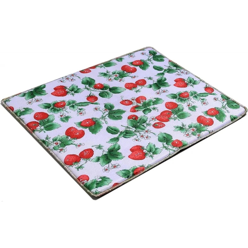 Tapete de mouse quadrado com flor de morango fofo 10 x 12 pol., mousepad confortável para jogos, costurado, pequeno