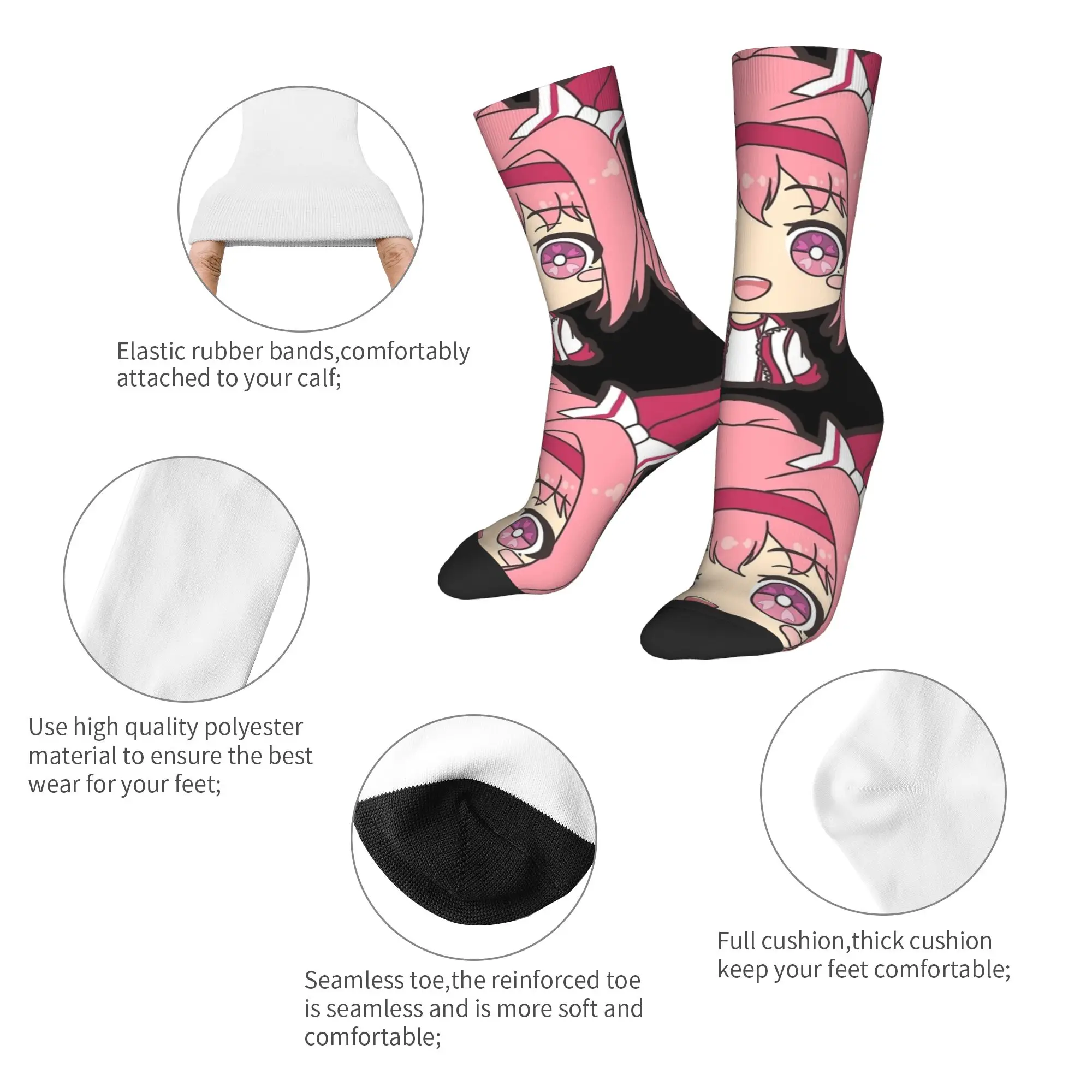 Zimowe Ciepłe Retro Skarpety Męskie Damskie UmaMusu Haru Urara Uma Musume Antypoślizgowe Skarpety do Koszykówki
