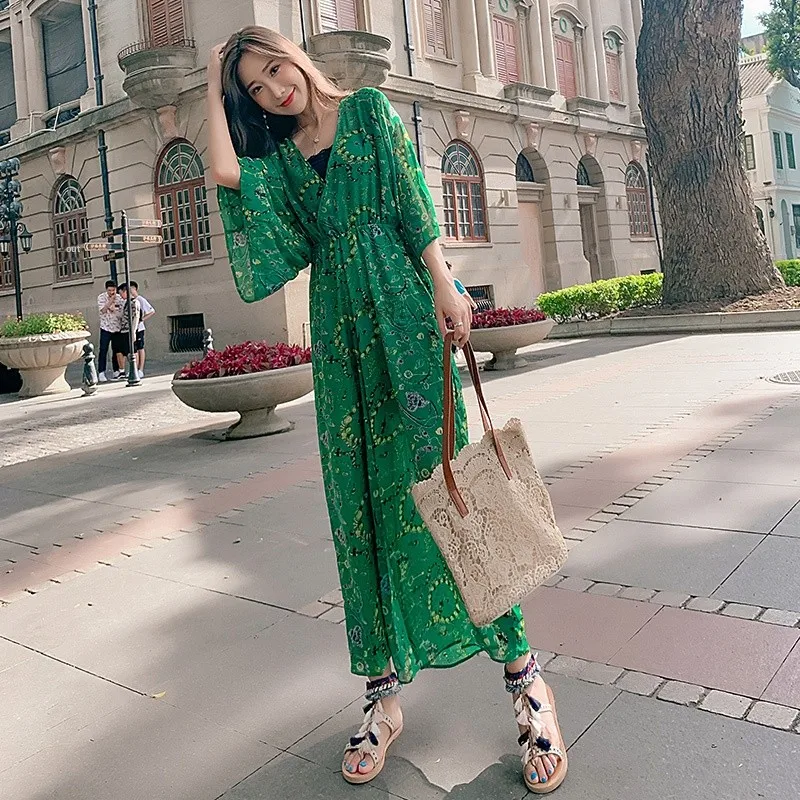 하이웨이스트 실크 쉬폰 플리치 팬츠 여성용 넓은 다리 캐주얼 팬츠