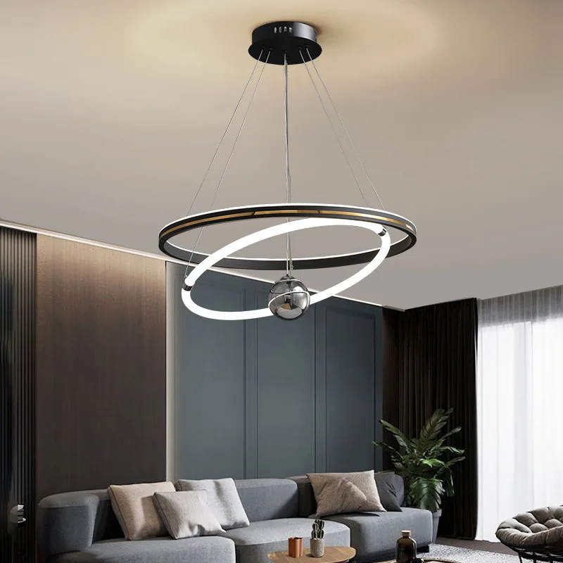 Modern 2 Rings LED Pendant Lights 360Degree Luminous Circular Shaped Ceiling Haing Light Bedroom Dining Room Livining Room Lamp