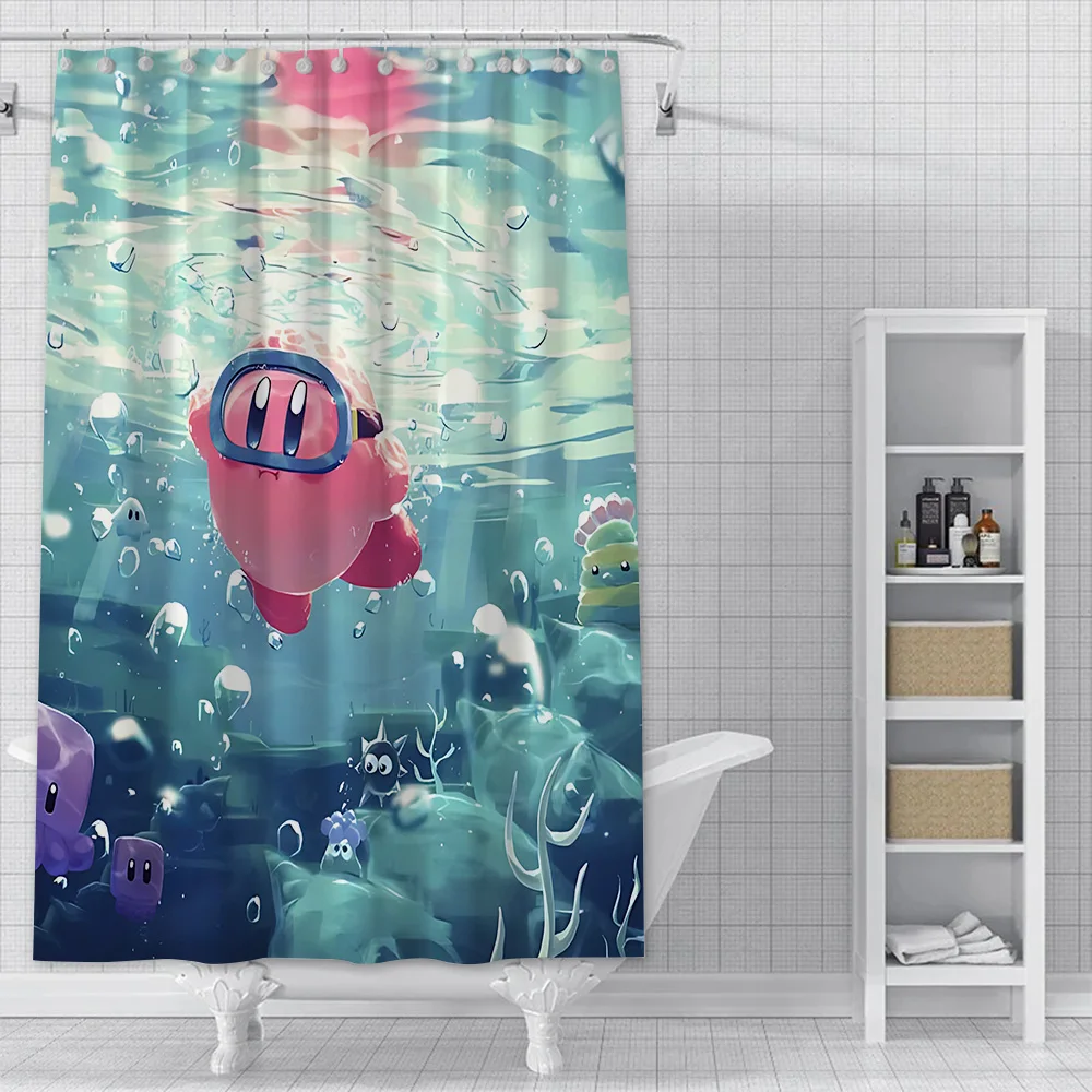 Cute Kirbys Shower Curtain Waterproof Polyester Fabric Paint Colorful Bath Curtains Home Bathroom Decor Curtain With Hook