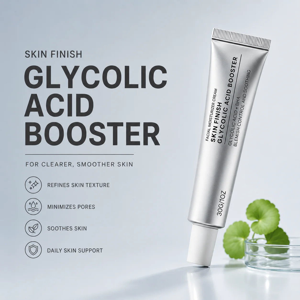 Glycolic Acid Booster Cream Refining Texture Shrink Facial Pore Boosts Skin Radiance Exfoliating Lightweight Face Skincare Cream