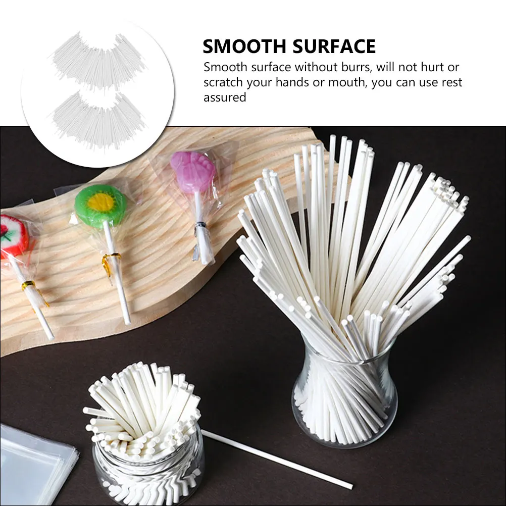 

200Pcs Candy Paper Sticks 4 Inch DIY Lollipop Holders Multi-Function Chocolate Mixing Bars Party Use Lollipop Sticks 4 Inch