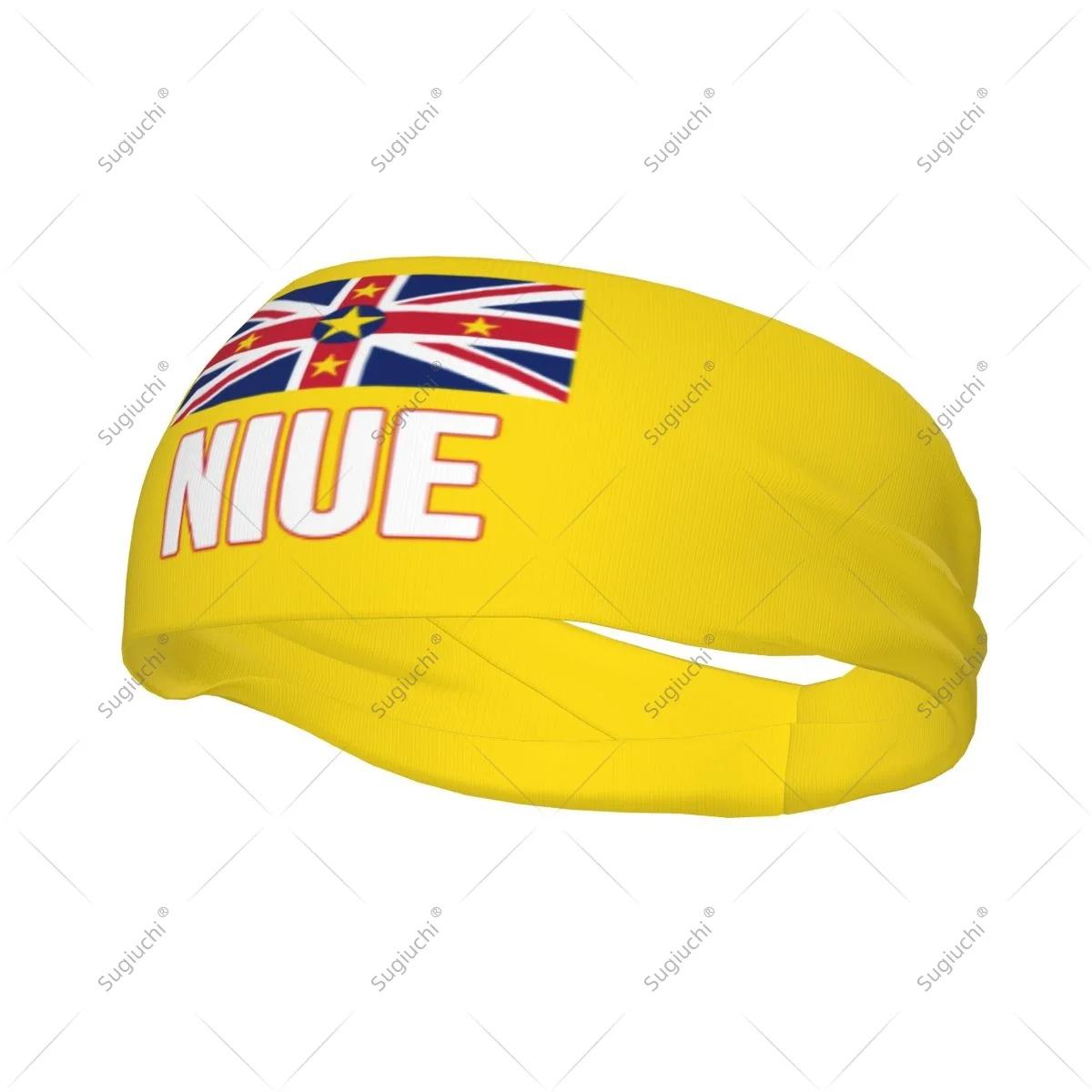 

Men Women Niue Flag Elastic Wide Headbands For Yoga Fitness Tennis Running Gym Sports