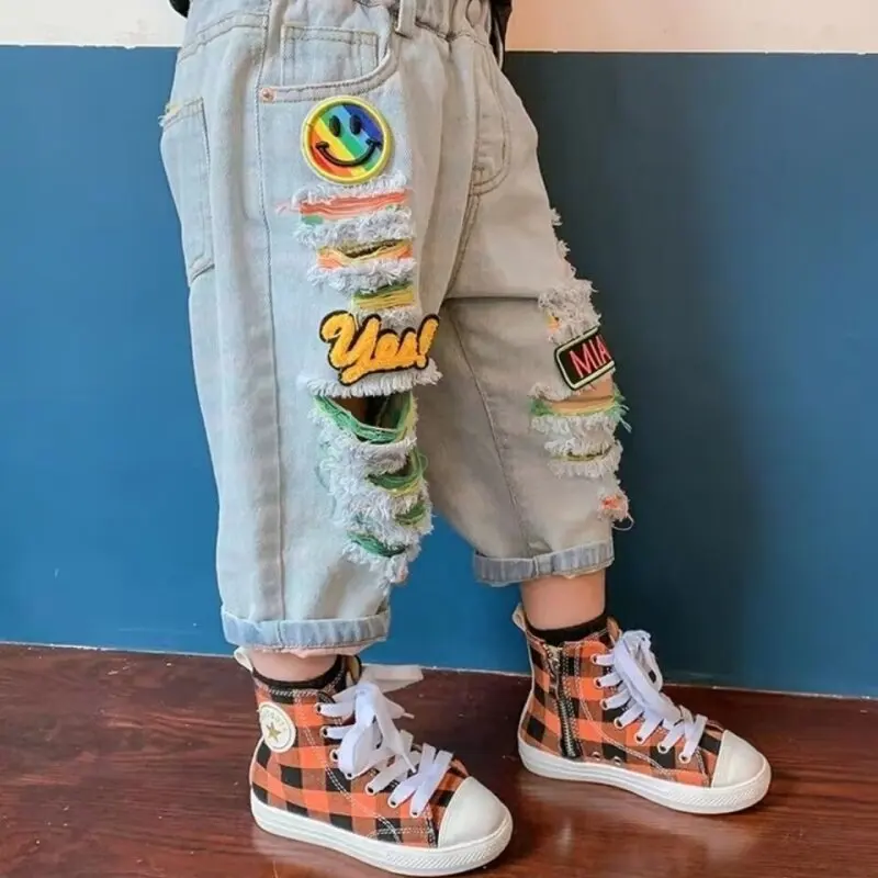 Boys Casual Jeans Children Denim Ripped Jeans Kids Trousers Toddler Girl Fall Clothes 2 3 4 5 Years Baby Harem Pants  Jeans