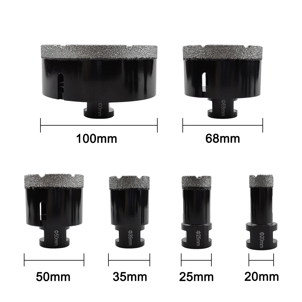 Imagem -04 - Vacuum Brazed Drilling Núcleo Bits Grupo Rosca Diamante Dry Broca Porcellanato Telhas Coroas Granito Mármore Buraco Saw Ferramentas M14 Pcs