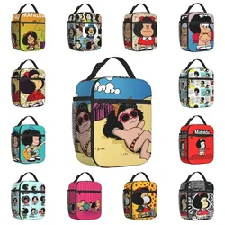 Funny Mafalda Insulated Lunch Bag for Women Resuable Quino Comic Cartoon Cooler Thermal  Box Office Work School