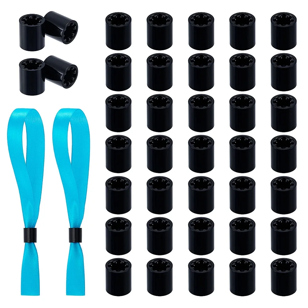 20 piezas de pulseras de plástico con hebillas de púas, columna negra de 13,5x12,5mm