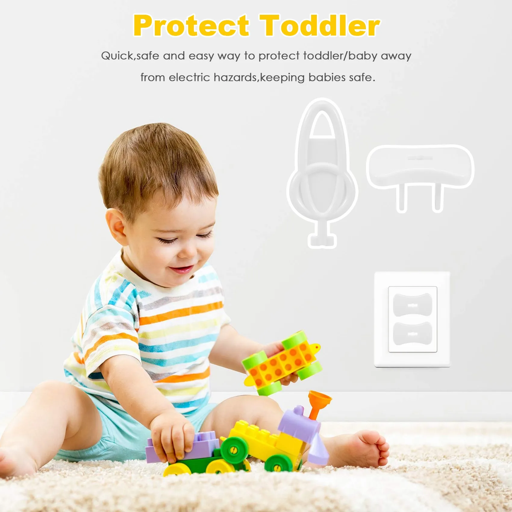 VELIF-Baby Proofing(24 Plugs + 4 Buttons),Socket Plug Cover For Baby Protection,Socket Cover,2-Hole Plug Protector For Child Pro