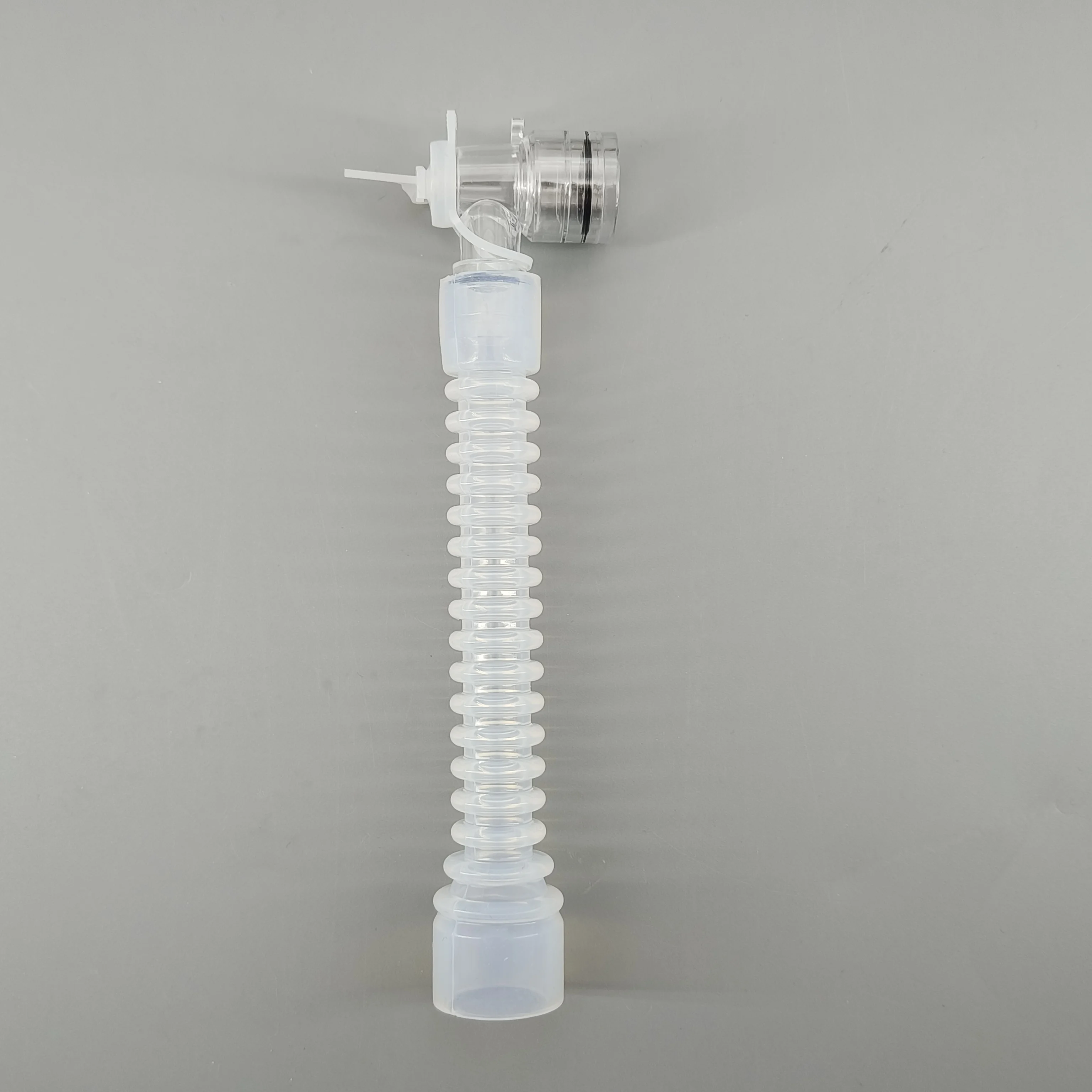 Reusable Medical Silicone Tracheostomy Extension Tube 22CM with Suction Port - Corrugated Ventilator Breathing Circuit