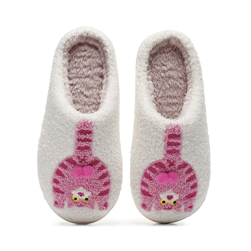 Neuartige 3D-Katzen-Plüsch-Hausschuhe für Damen, lustige Plüsch-Winter-Mules, warme, flauschige Fell-Slides für Mädchen, Unisex, rutschfest – Detail 15