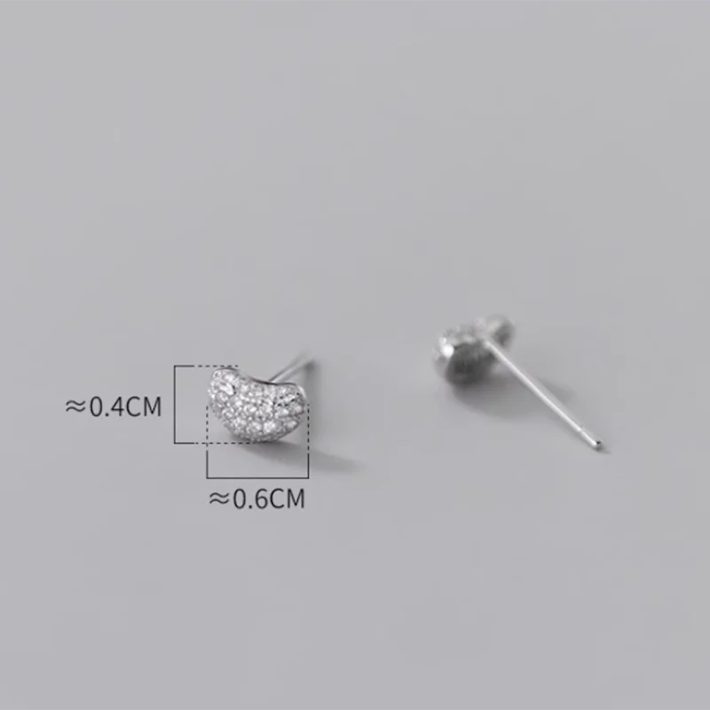 Woozu echte 925 Sterling Silber Micro Inlay Zirkon Bohnen Piercing Ohr stecker für Frauen Mädchen lieben geformte kleine frische Ohrringe Party