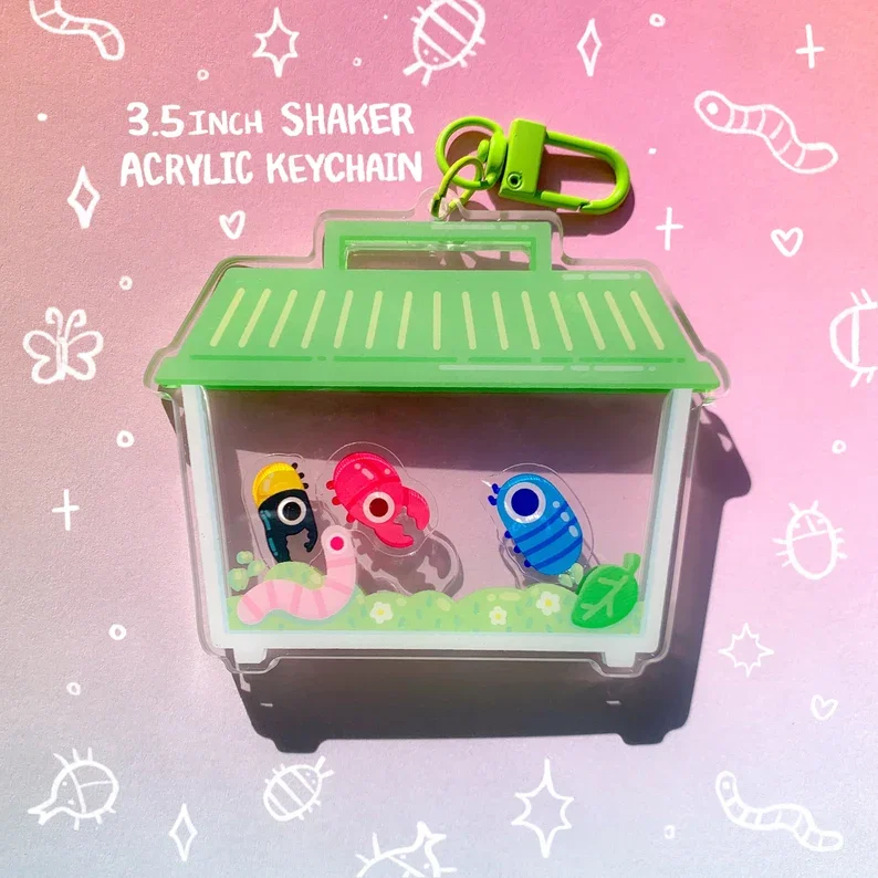 ug Keeper 3.5 Inch Shaker Acrylic Charm Critter Keeper Keychain Nature Cute Isopod Stag Hercules Beetle Worm