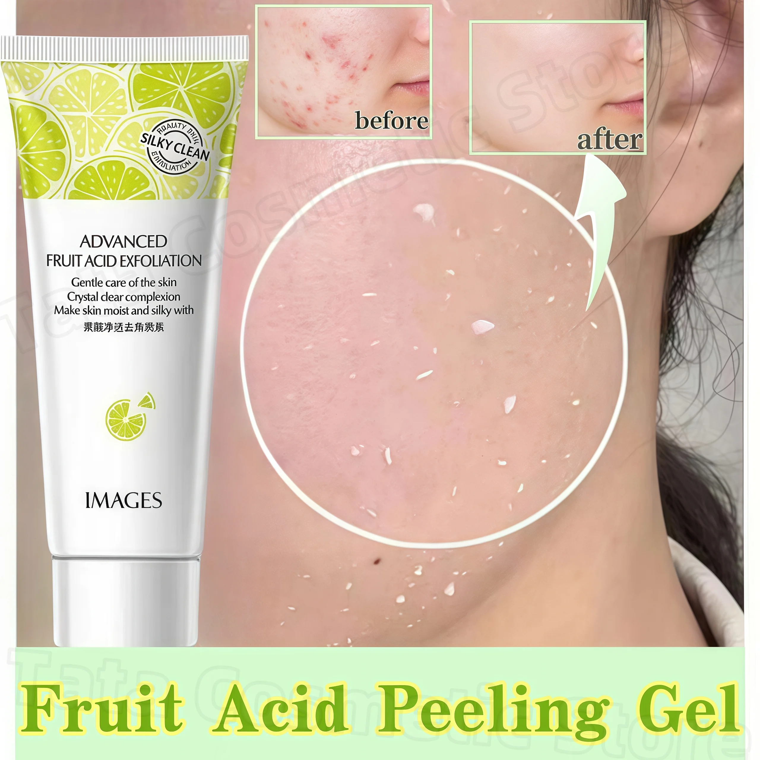

Fruit Acid Peeling Gel Facial Cleansing Exfoliating Peeling Scrub Cream Deep Clean Moisturizing Blackhead Removal Face Cleanser