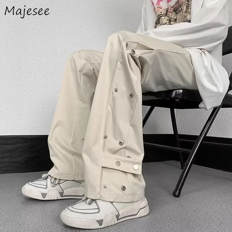 

Casual Cargo Pants Men All-match Solid Color Oversize High Street Fashion Button Popular Middle Waist Spring Autumn Chic Leisure