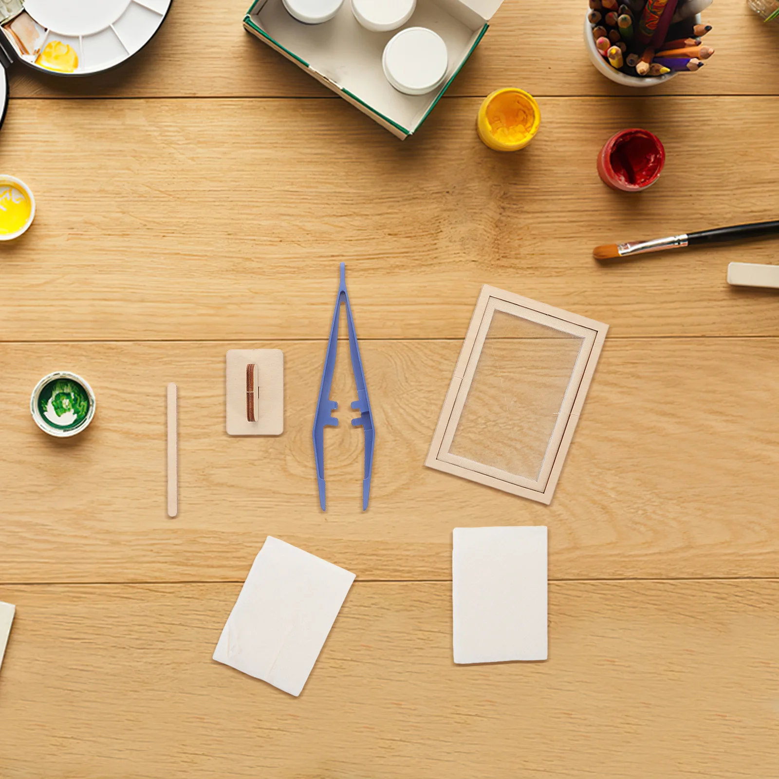 مجموعة واحدة من أدوات صنع الورق DIY للأطفال، مجموعة حرف يدوية تعليمية عتيقة للأطفال مع إطارات خشبية إبداعية